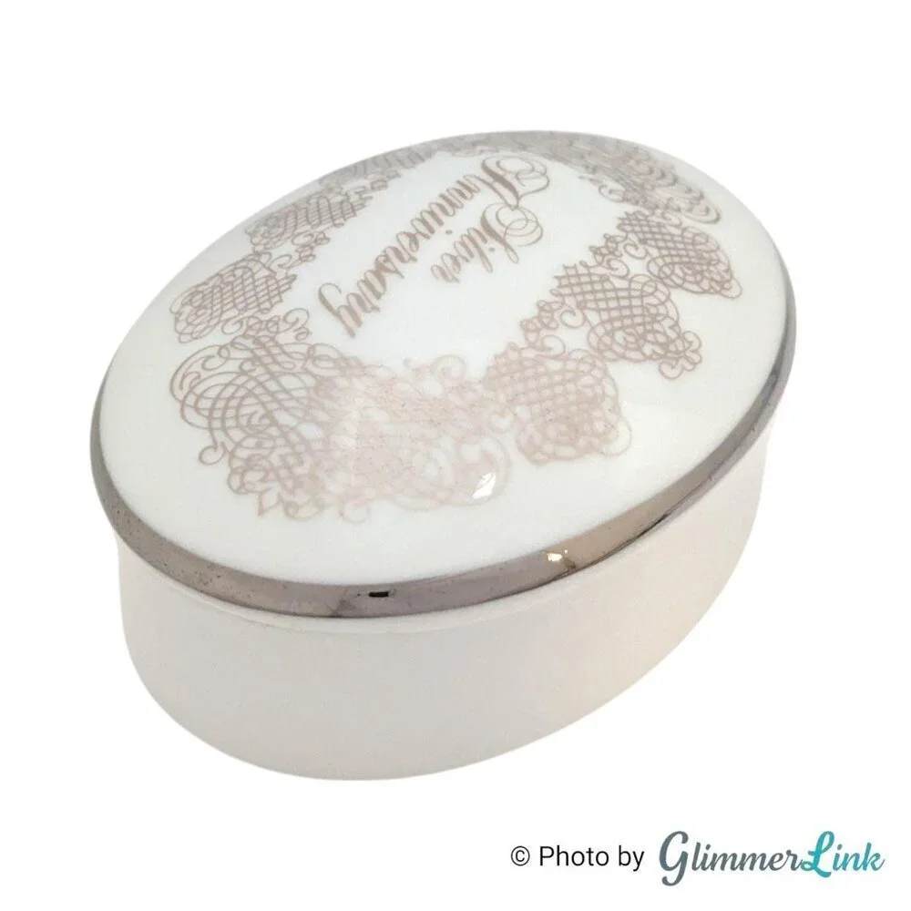 Vintage House of Goebel 25th Silver Anniversary Porcelain Trinket Jewelry Box